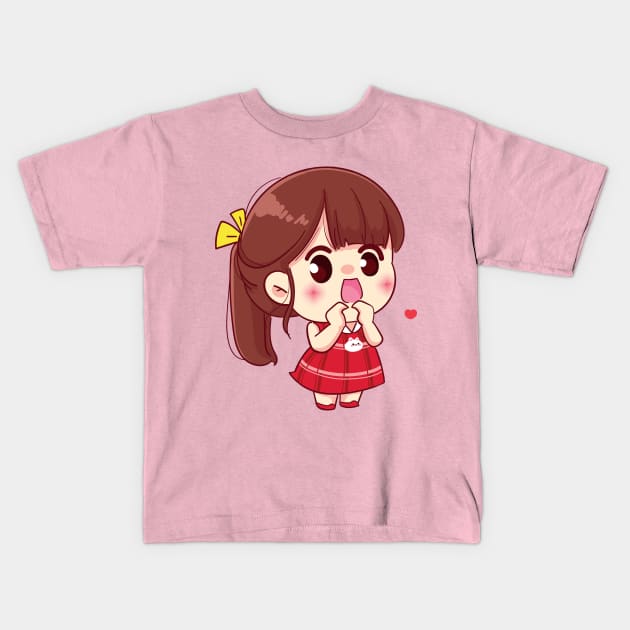 Cute Lover Girl Kids T-Shirt by Tariq-T-art